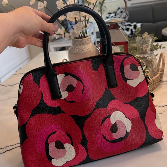 Kate Spade Black and Red Floral Satchel - Picture 4 of 11